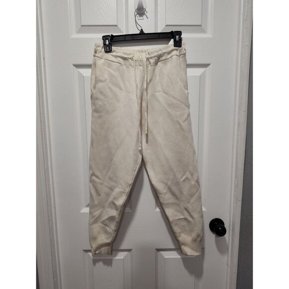 Zara Women‘s Knit Joggers Small‎ Ivory Tapered - Picture 1 of 9